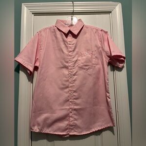 Truly CRAFT+FLOW Big BoyButton Up Pink Short Sleeve Cotton Shirt Size (10/12) M